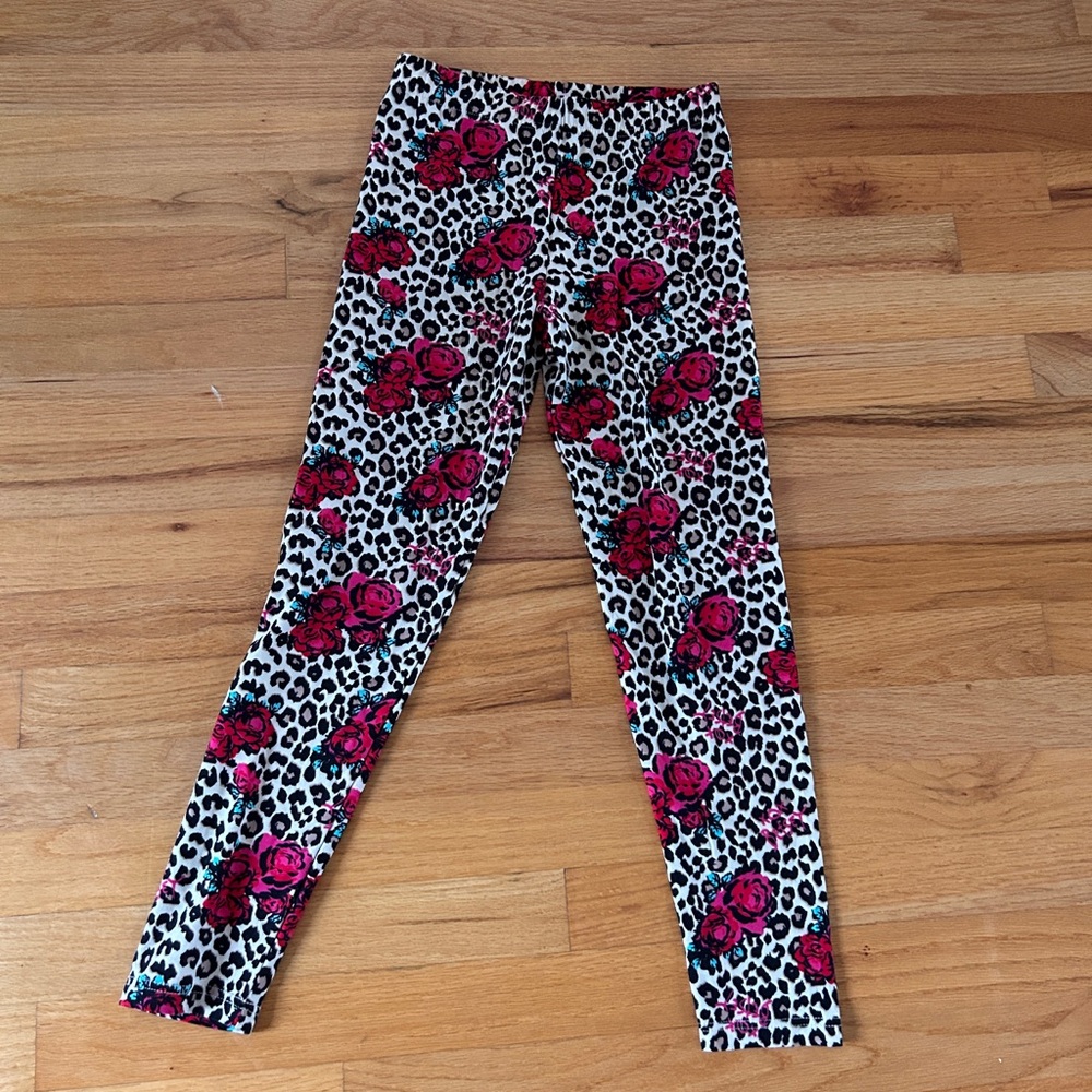 Girls' Pink Rose & Leopard Print Leggings Betsey Johnson